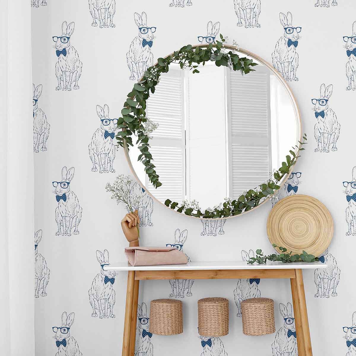 Blue Rabbit Peel and Stick Removable Wallpaper - Self-Adhesive Decorative Wall Covering for Nursery, Kids Room & Home Decor - Easy to Install & Remove