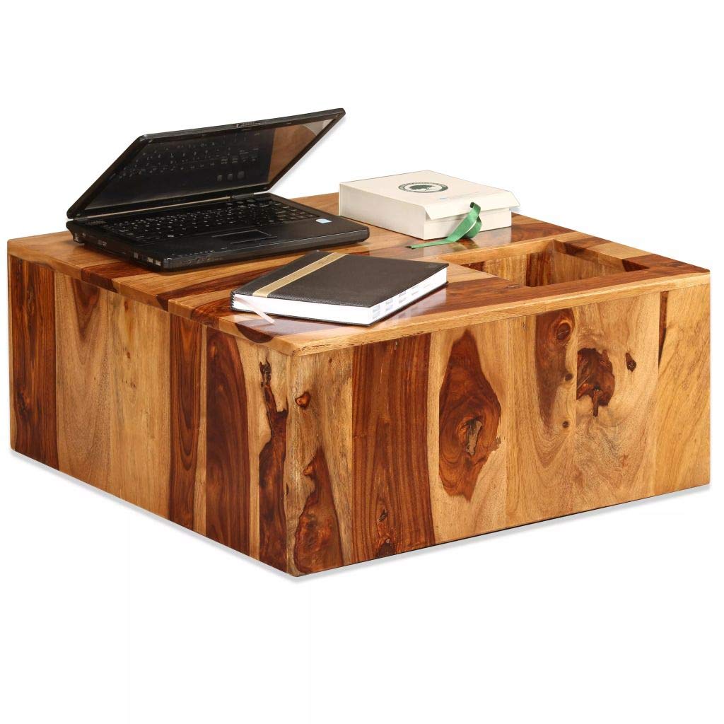 Solid Sheesham Wood Square Coffee Table - 27.6