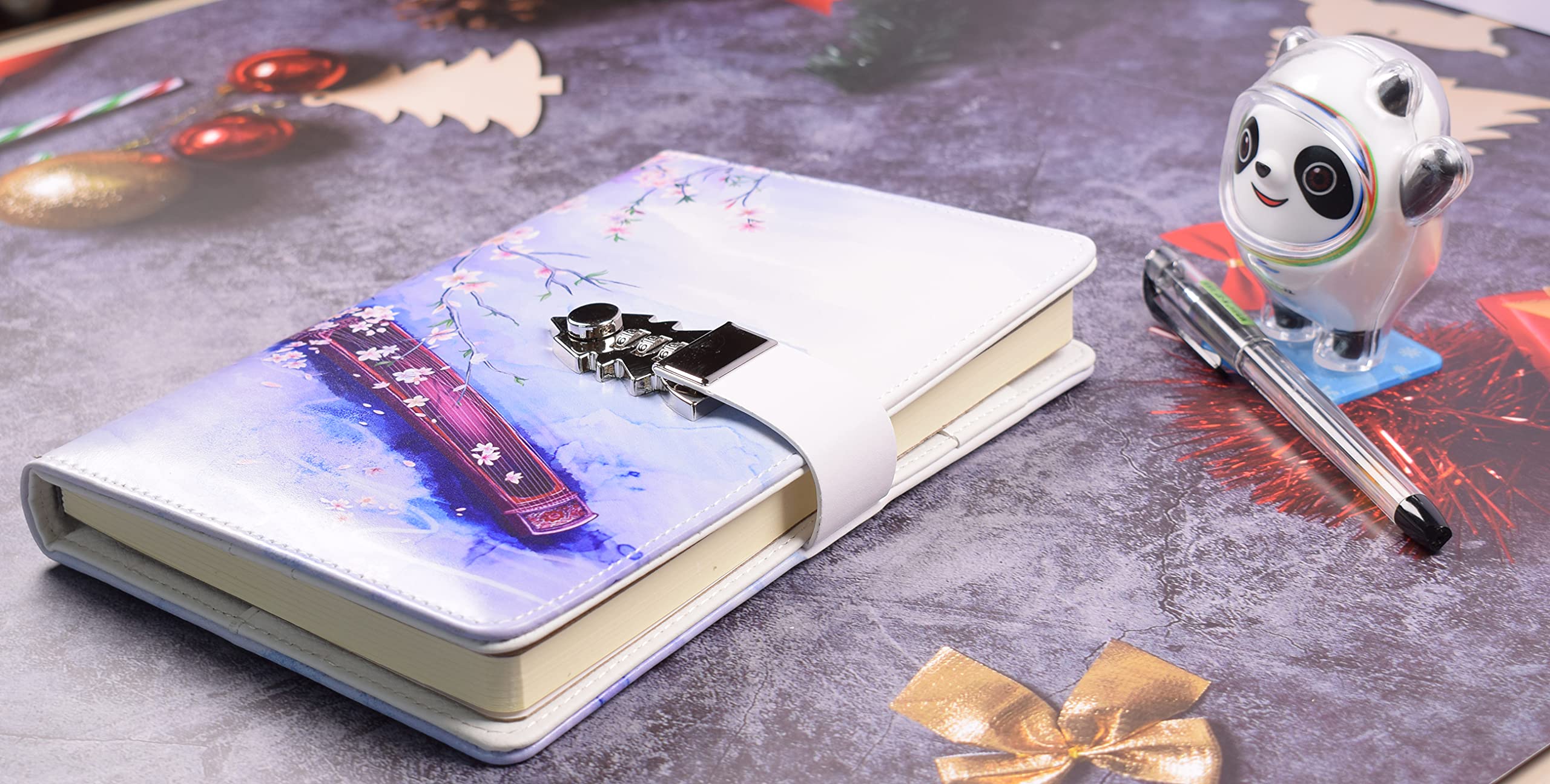 JunShop A5 Locking Diary Notebook - Digital Password Protected Journal with Combination Lock, Creative Planner Notepad Book for Women & Girls (Perfect for Personal Writing, Travel Journaling & Secret Keeping)