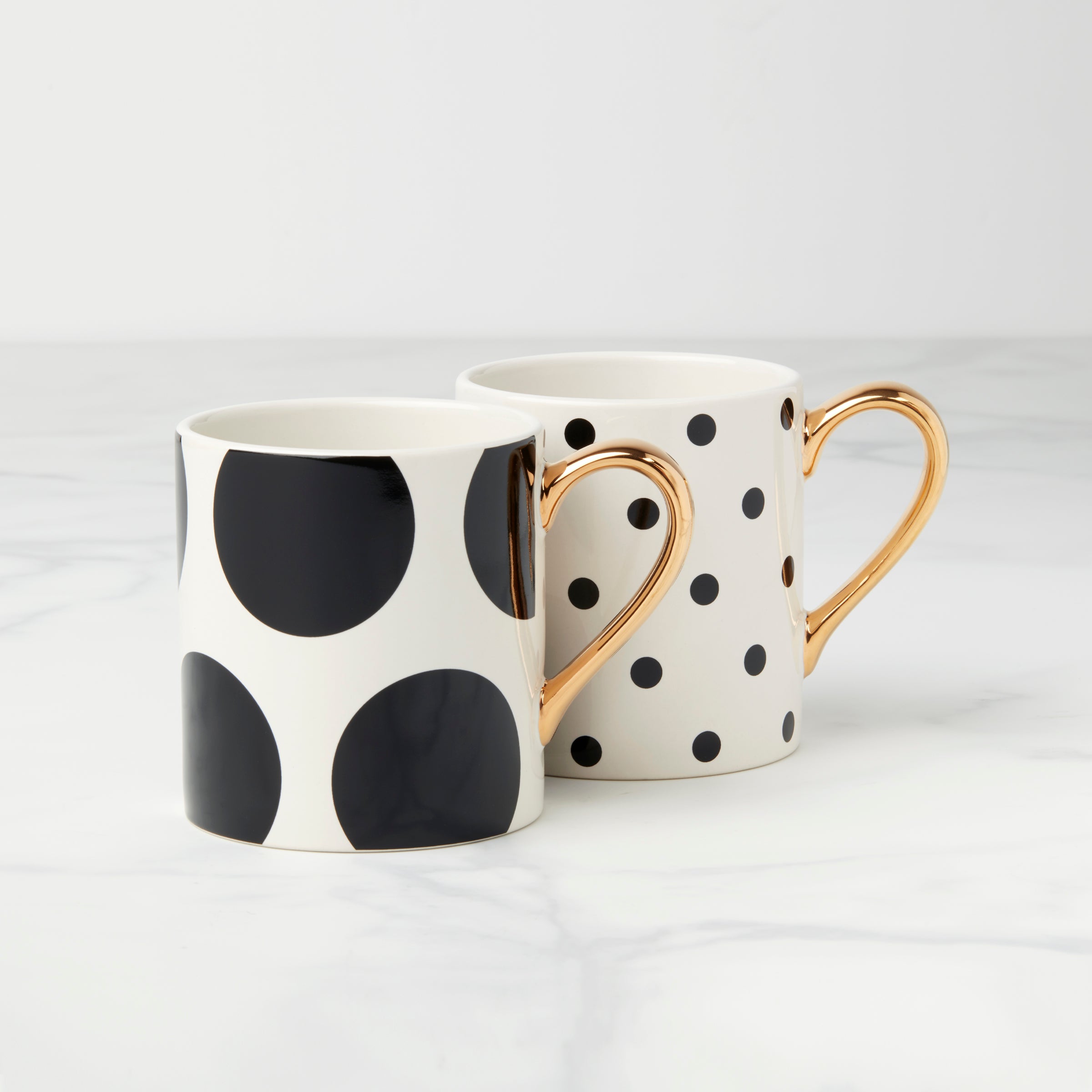 On The Dot Assorted Coffee Mugs Set of 2 - Perfect for Home, Office & Gift Giving | Ceramic Tea Cups with Modern Design