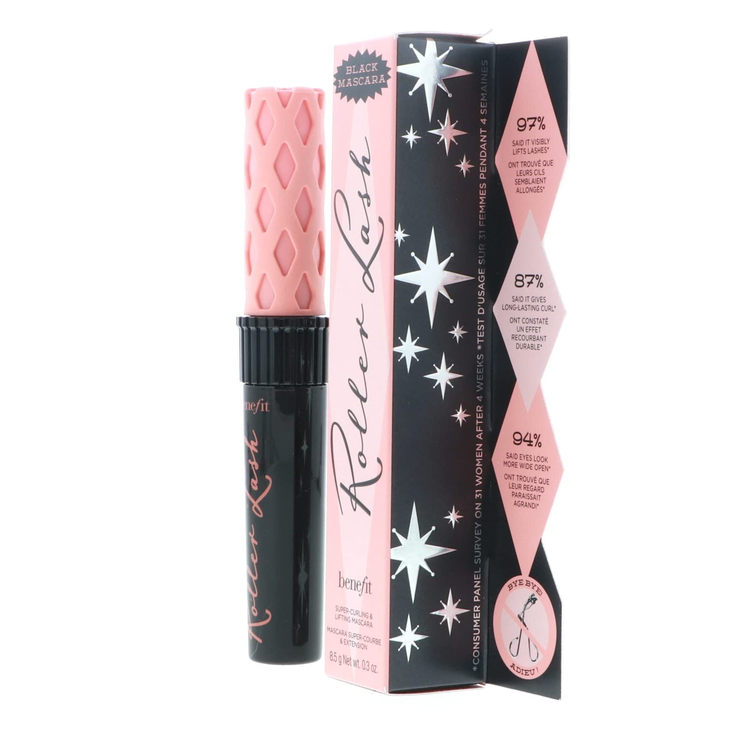 Benefit Cosmetics Roller Lash Curling & Lifting Mascara - Black (0.30 oz/8.5g) - Volumizing, Lengthening & Curling Mascara for Dramatic Lashes - Perfect for Daytime Wear & Special Occasions