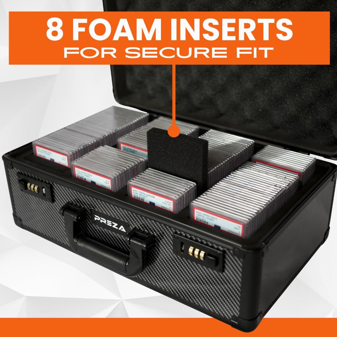 PREZA Graded Card Storage Box - Premium Trading Card Case for PSA, BGS & CGC Slabs - Carbon Fiber Protection for Sports & TCG Collectibles (X-Large) - Perfect for Display & Safekeeping at Home or Card Shows
