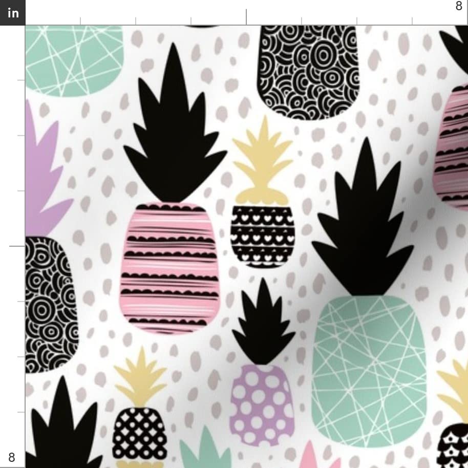 Pastel Tropical Hawaiian Pineapple Printed Minky Fabric - Soft & Cute Kawaii Fruit Design for Baby Blankets, Quilt Backing, Sewing Projects - Perfect for DIY Crafts, Girls' Room Decor & Summer Fashion