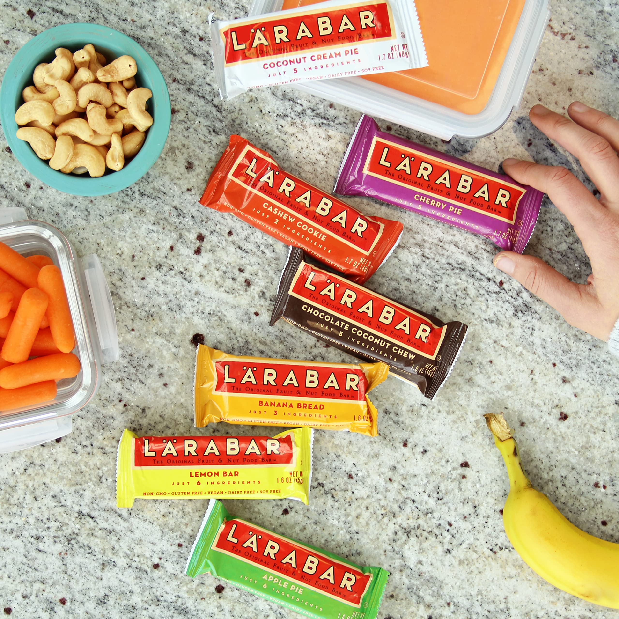 Larabar Lemon Bar - Gluten Free Vegan Fruit & Nut Energy Bars, 1.6 oz (18 Count Pack) - Healthy Snacks for Hiking, Work & On-the-Go Nutrition