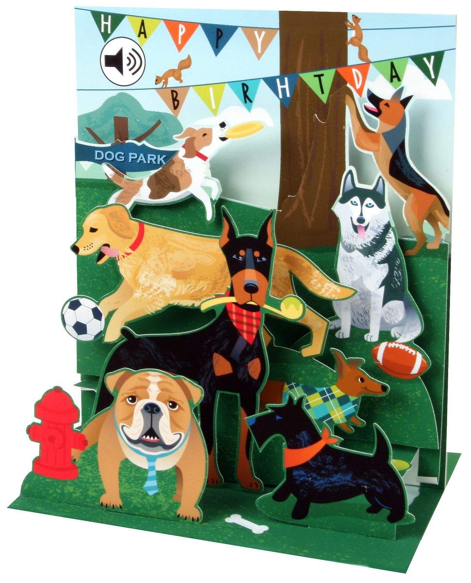 Up With Paper Pop-Up Sight 'N Sound Greeting Card - Dogs | 3D Musical Birthday Card for Dog Lovers | Perfect for Birthdays, Anniversaries & Special Occasions