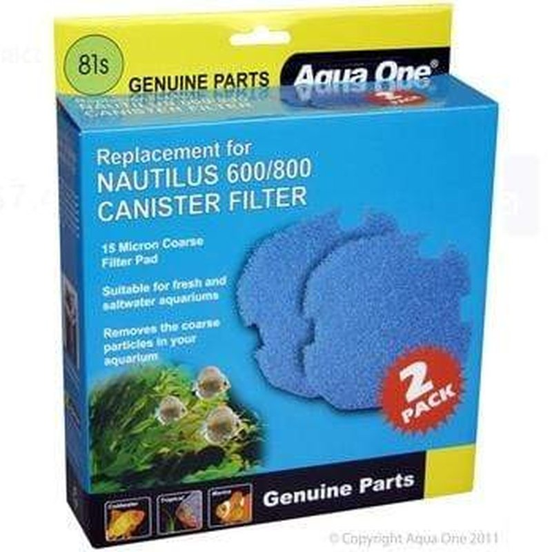 Aqua One Sponge 15ppi 2-Pack for Nautilus 600/800 & Brilliance 80 Aquariums - High-Quality Filter Media for Crystal Clear Water | Perfect for Freshwater and Saltwater Fish Tanks