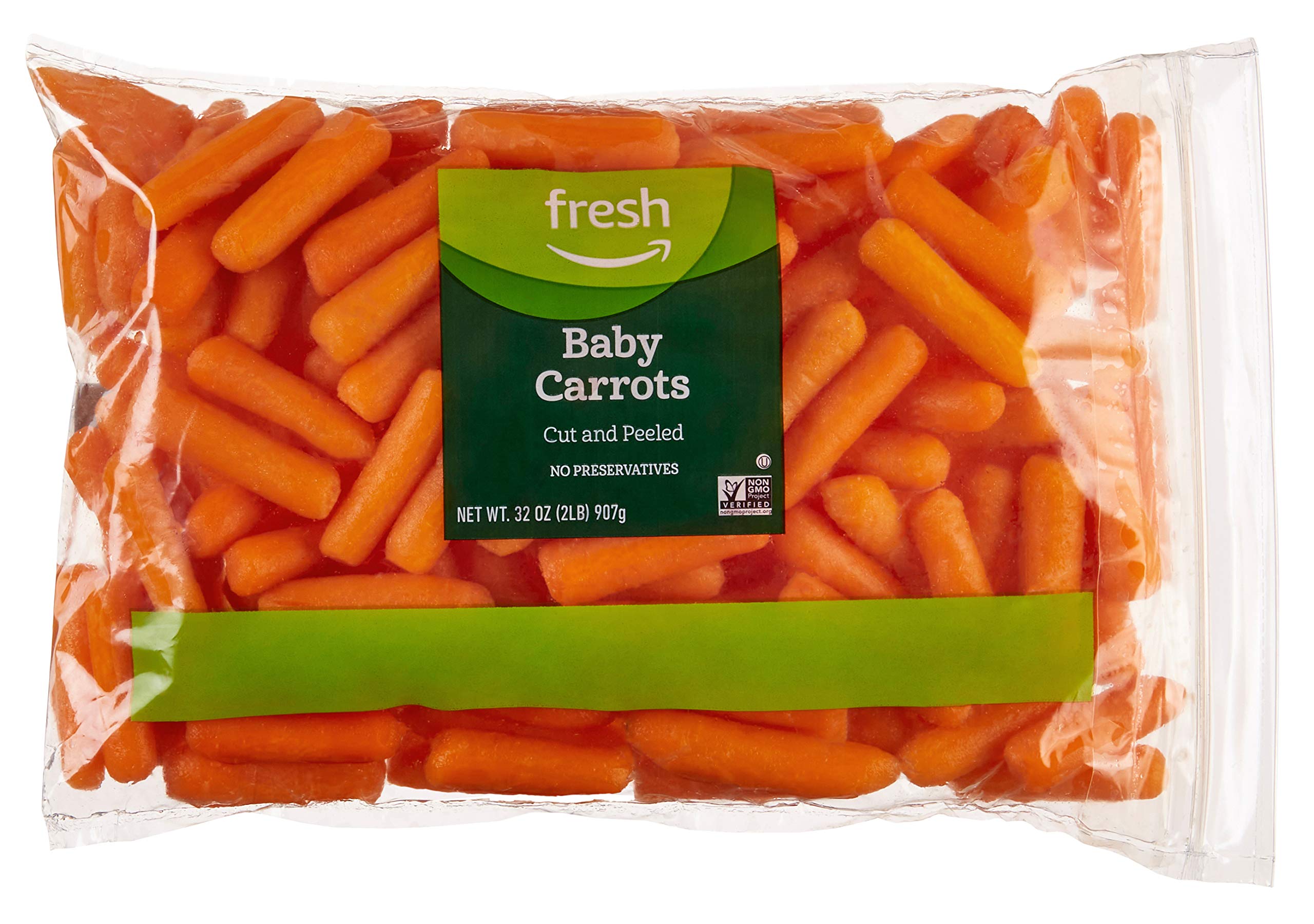 Amazon Fresh Baby Peeled Carrots - 2 Pound Bag | Fresh & Tender Organic Carrots for Baby Food, Snacks & Cooking | Perfect for Salads, Purees & Healthy Kids Meals
