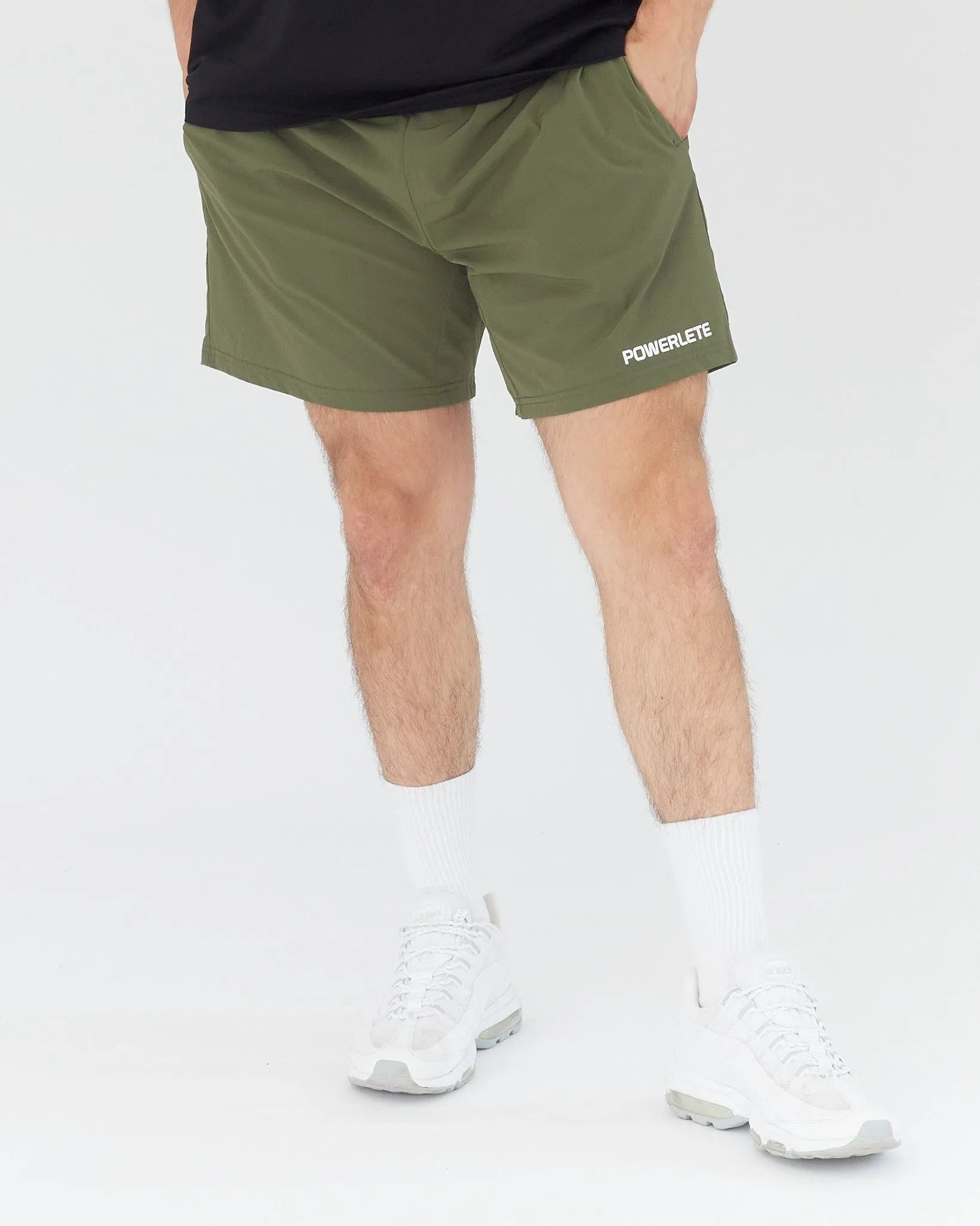Powerlete Evolve Men's Workout Shorts - Army Green | Lightweight, Quick-Dry Gym Shorts for Running, Training & Outdoor Activities