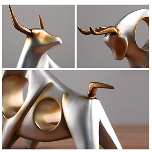 Abstract Ox Sculpture - Modern Cattle Statue for Home Decor, Living Room, TV Cabinet | Handcrafted Animal Figurine & Unique Gift Idea for Farmhouse, Ranch, or Western Theme Decor