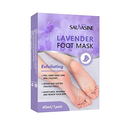 Natural Exfoliating Foot Peel Mask for Dry Cracked Feet - Lavender Scented Dead Skin & Callus Remover - 10 Pack for Women & Men - Perfect for Pedicures, At-Home Spa Treatments & Soft Feet Care