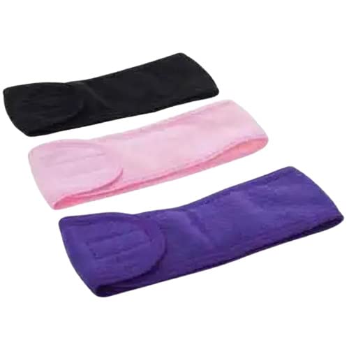 ZAUKY Women's & Men's Stretchable Polycotton Facial Headbands - Adjustable Elastic Hair Band for Spa, Skincare, Makeup, Washing Face - Pack of 3 Multicolor (Great for Beauty Routine & Home Care)