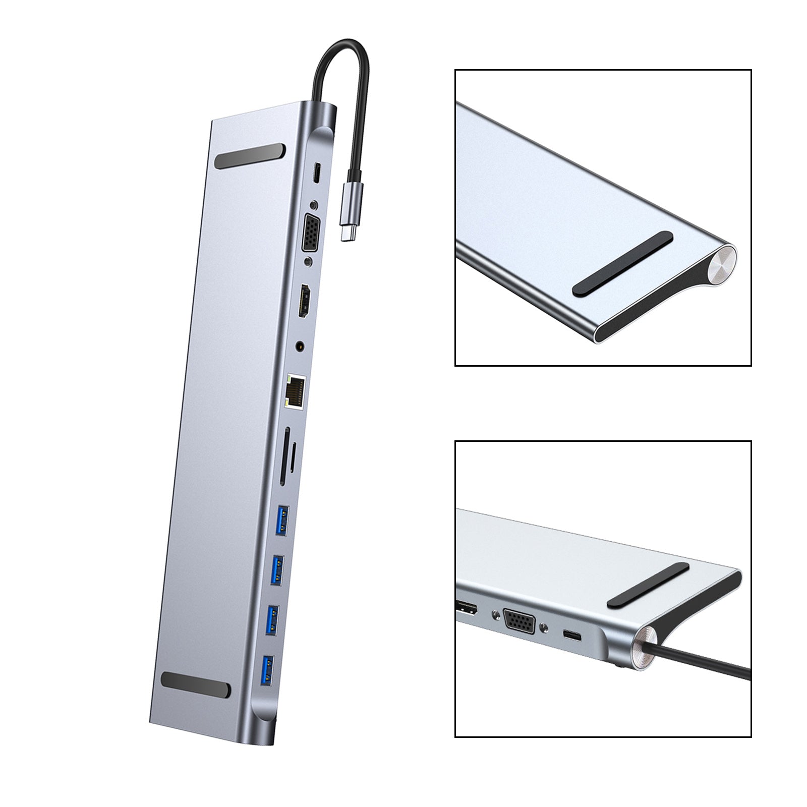 11-in-1 USB C Hub with 100W PD Charging - 4K HDMI, USB 3.0, SD/TF Card Reader for MacBook Pro/Air, iPad Pro 11/12.9 - Perfect for Home Office, Travel & Multi-Screen Workstations