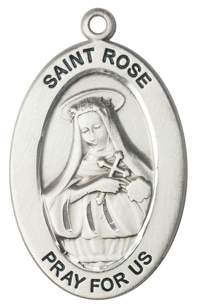 Sterling Silver St. Rose of Lima Pendant Necklace - Religious Jewelry for Women - Perfect for Baptism, First Communion & Everyday Faith Wear