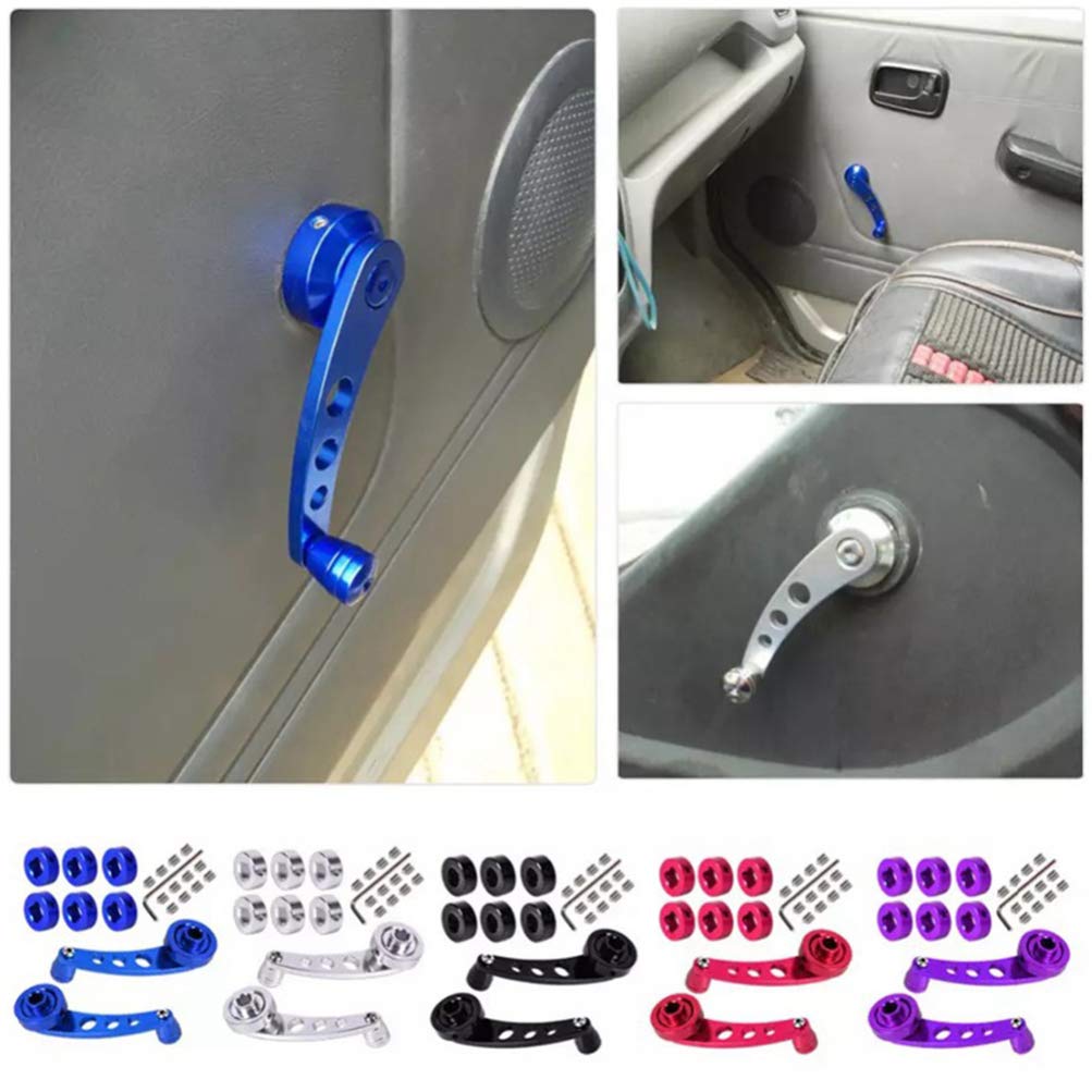 Universal Aluminum Car Window Crank Handle Kit - Hand Crank Opener for RV, Truck & Auto Door Windows - Durable Blue Winders & Accessories for Smooth Operation