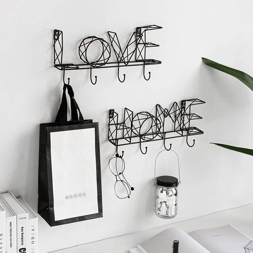 4-Hook Iron Coat Rack - Nordic Style Wall Mounted Key Holder & Hanger for Bathroom, Entryway & Bedroom - Creative Home Decor (Black) - Perfect for Organizing Coats, Hats, Bags & Accessories