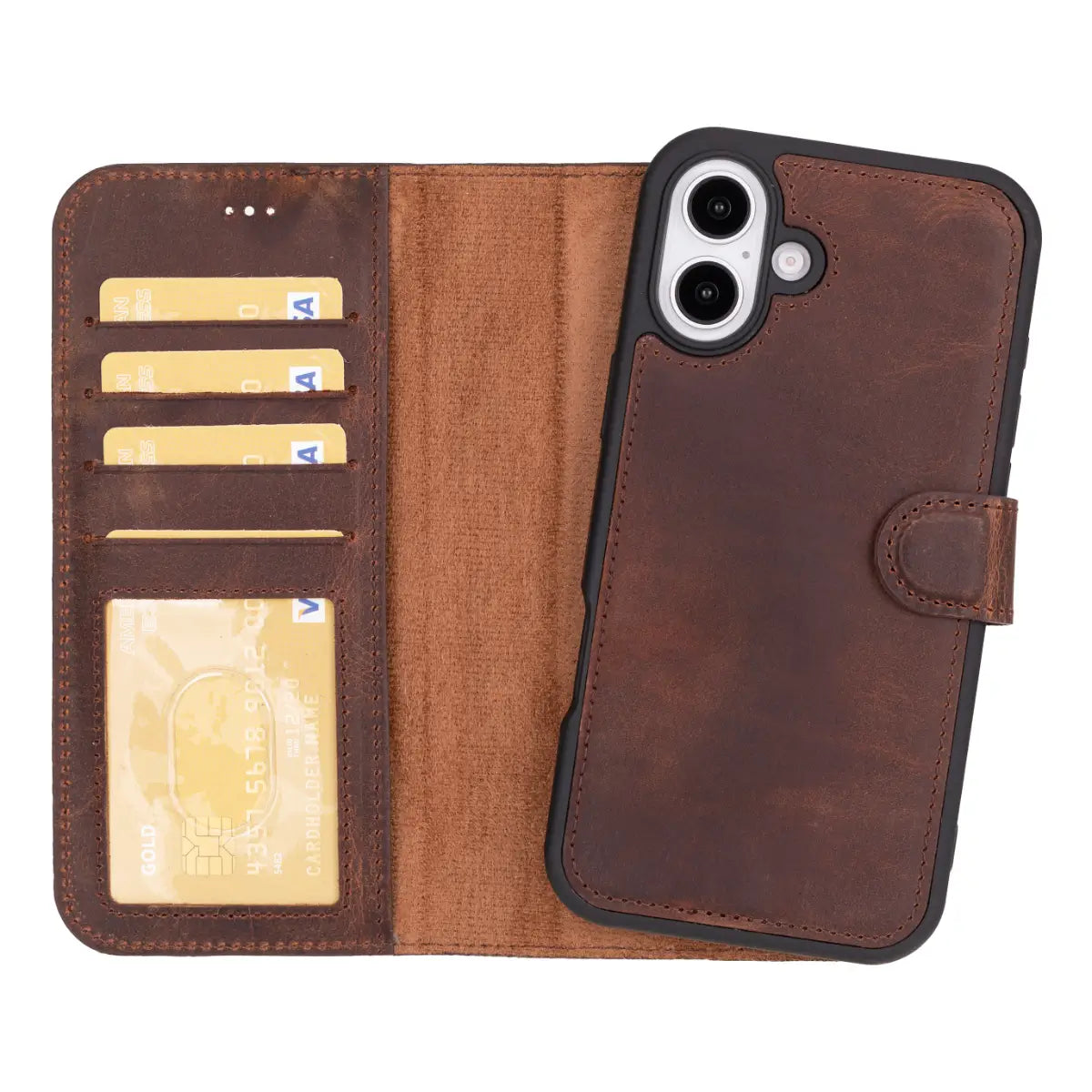 Distressed Brown Leather iPhone 17 Air Wallet Case - Slim Protective Cover with Card Slots | Perfect for Everyday Use, Travel & Business (iPhone 17 Air)