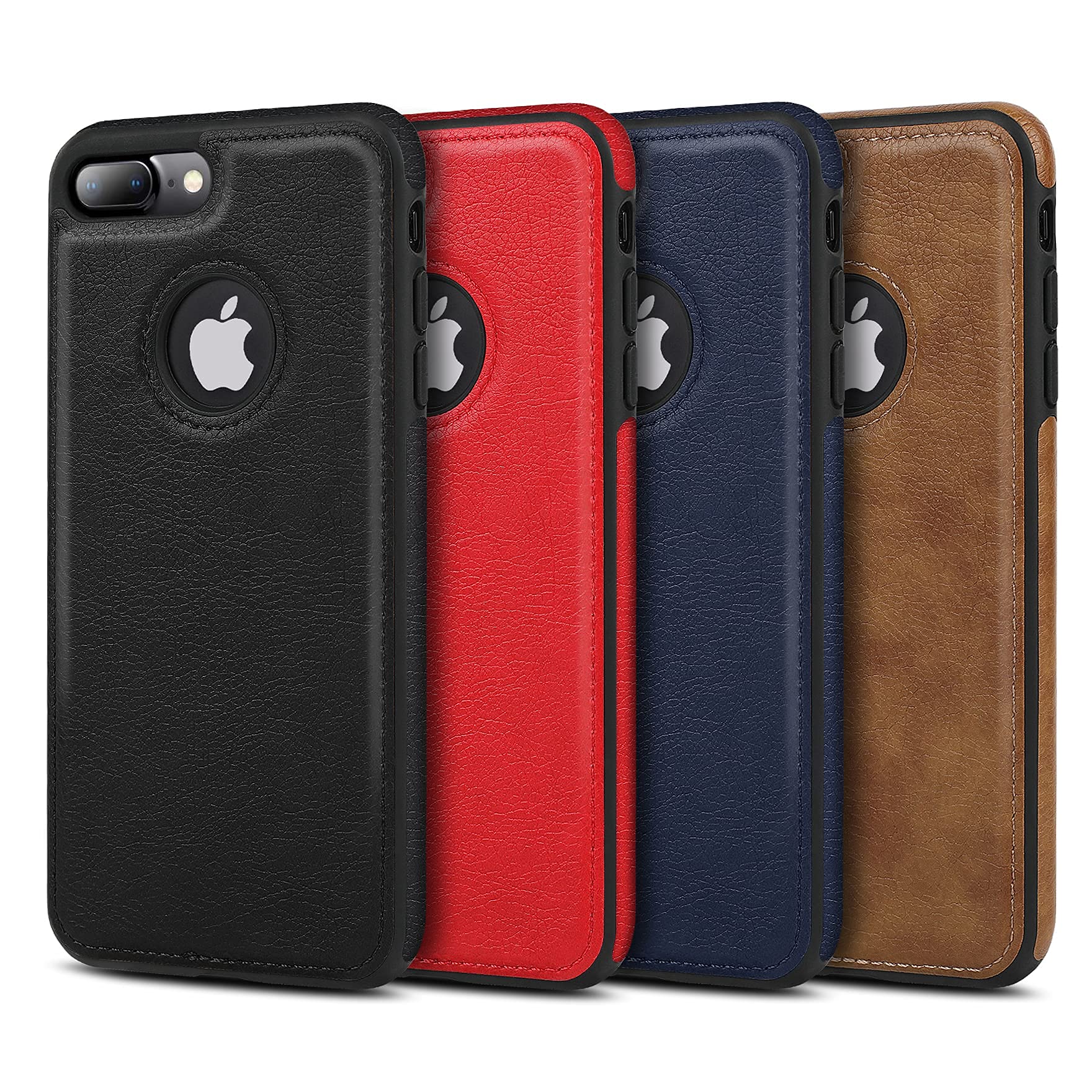 Premium Vegan Leather Phone Case for iPhone 7 Plus & iPhone 8 Plus - Slim Luxury Vintage Cover (5.5 Inch, Black) | Perfect for Business, Travel & Everyday Protection