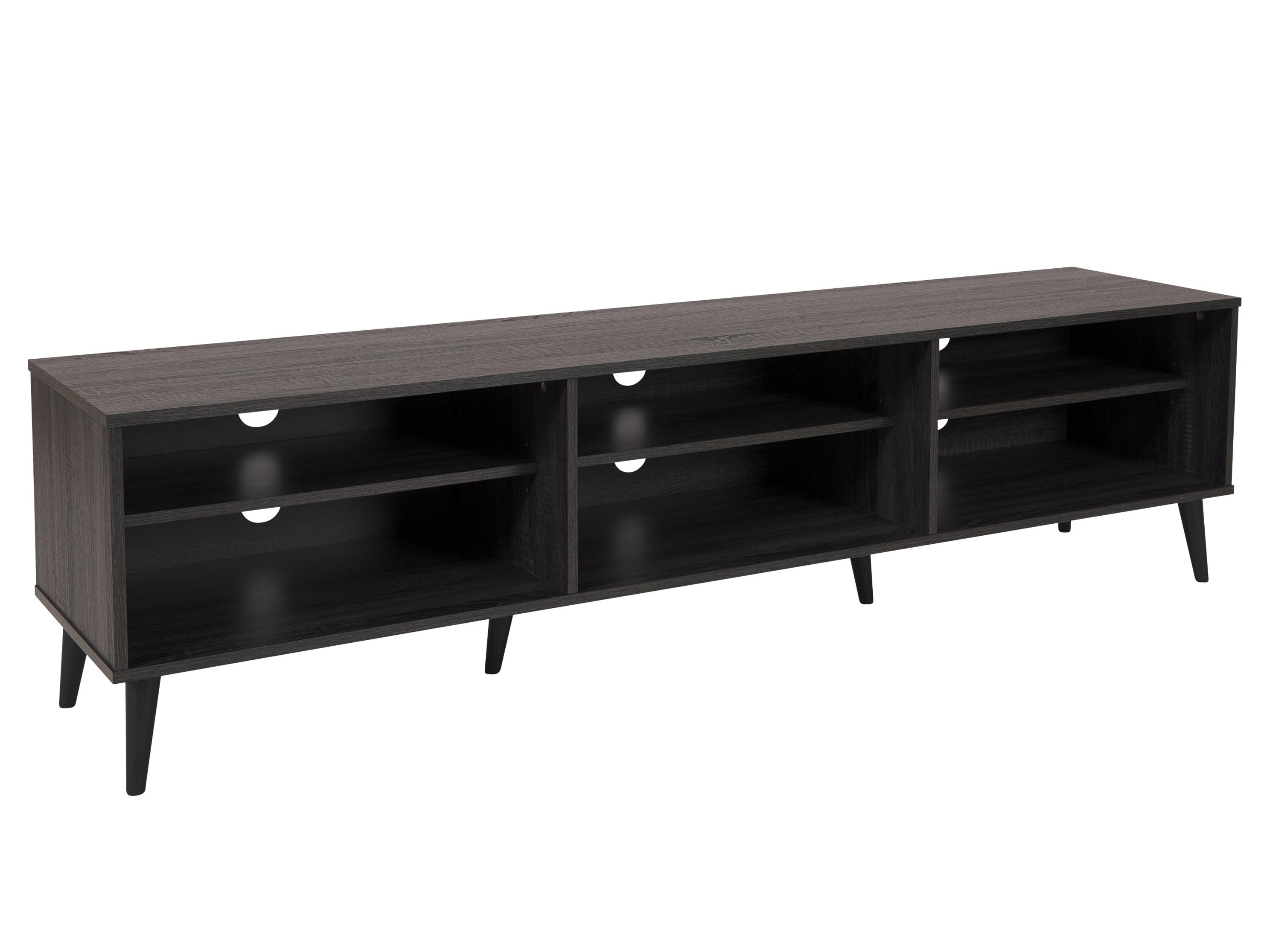 Modern Dark Grey TV Stand with Open Shelves for TVs up to 85 Inches - Perfect for Living Room, Home Theater & Entertainment Center Organization