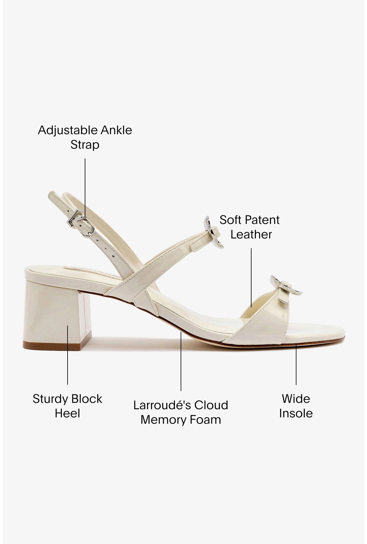 Tinx Block Ivory Patent Leather Women's Shoes - Elegant & Comfortable Heels for Work, Parties & Special Occasions