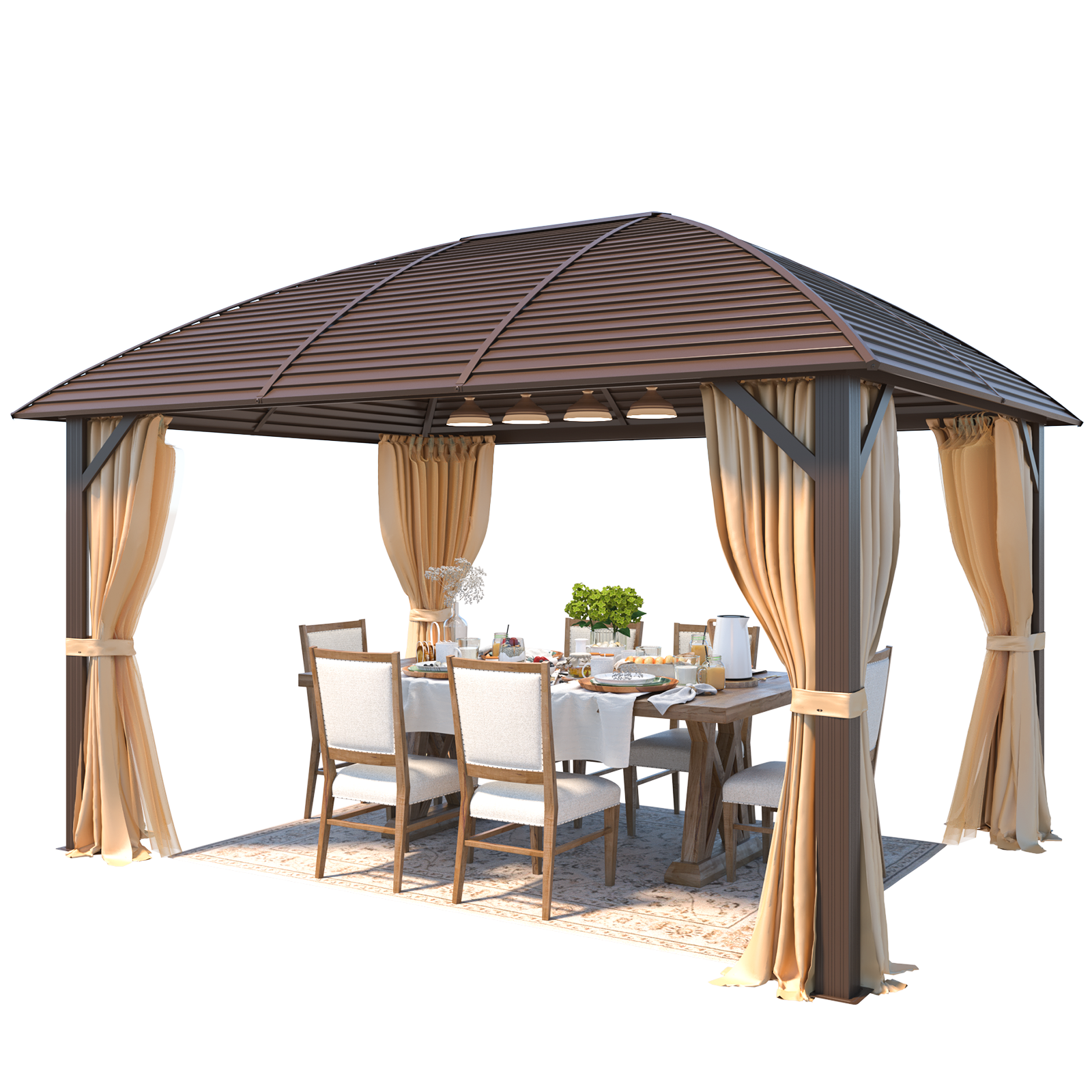 10' x 13' Hardtop Gazebo with Galvanized Steel Roof & Aluminum Frame - Outdoor Patio Canopy for Backyard, Garden, and Poolside Relaxation
