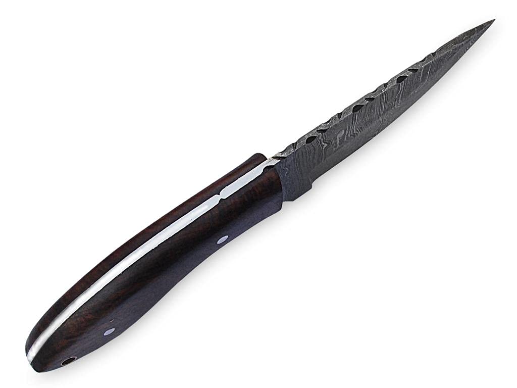 8 Inch Custom Handmade Damascus Steel Fixed Blade Knife with Sheath - Hunting, Skinning, EDC & Outdoor Survival Knife - Perfect for Camping, Bushcraft & Tactical Use (Brown)
