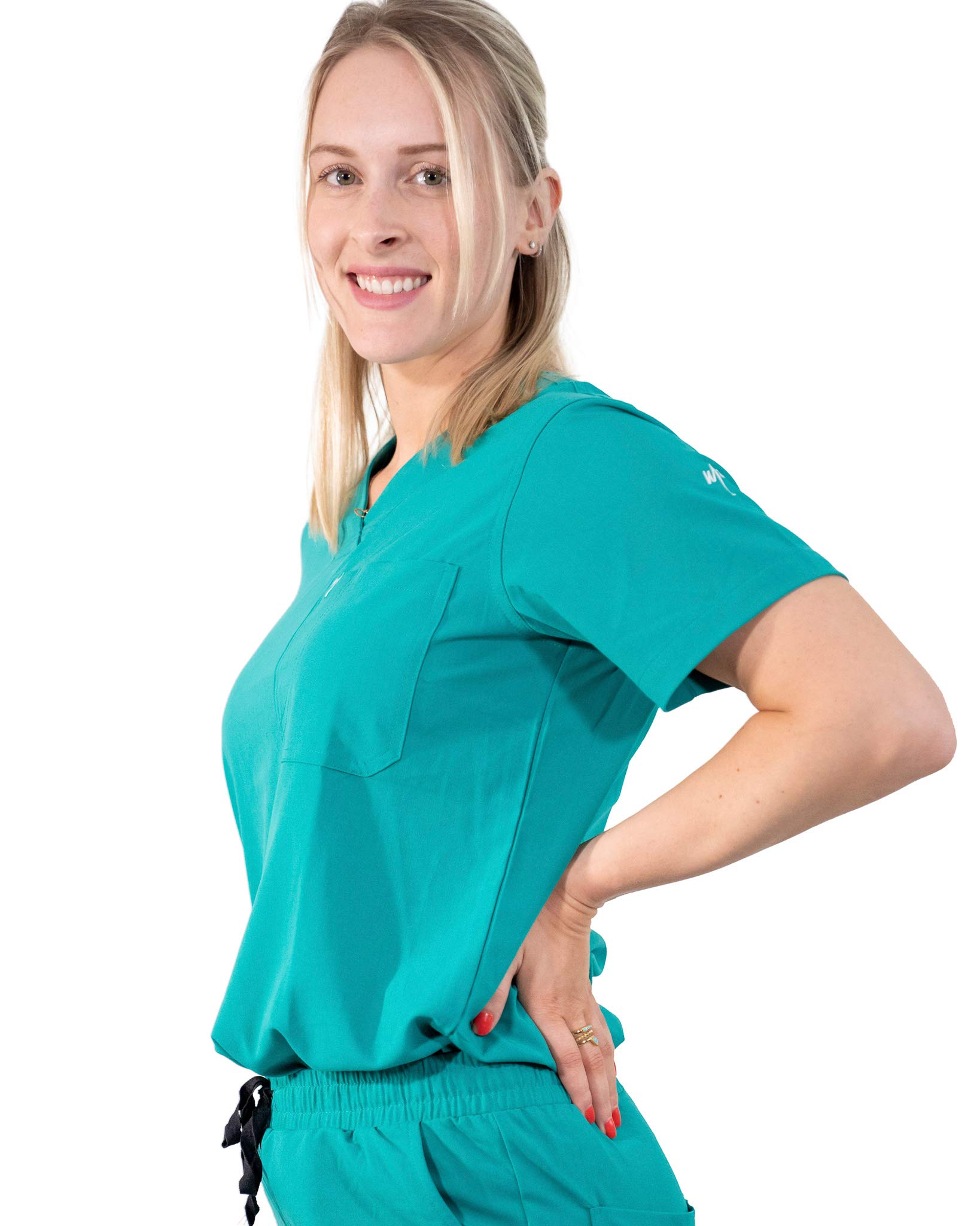 Best Women's Mim Jogger Scrub Top - Comfortable Medical Uniform in Navy Blue, Black, Burgundy & Green | Perfect for Nurses, Doctors & Healthcare Professionals