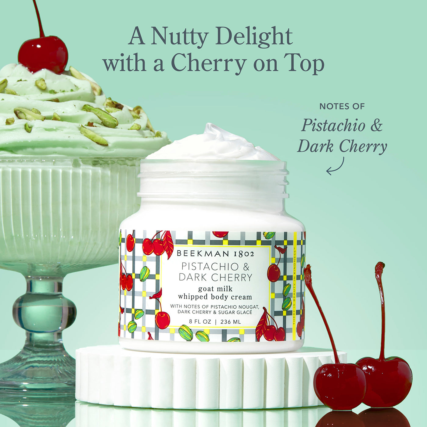 Organic Pistachio & Dark Cherry Whipped Body Cream - Ultra Hydrating Moisturizer for Dry Skin | Perfect for Winter Care & Daily Body Nourishment