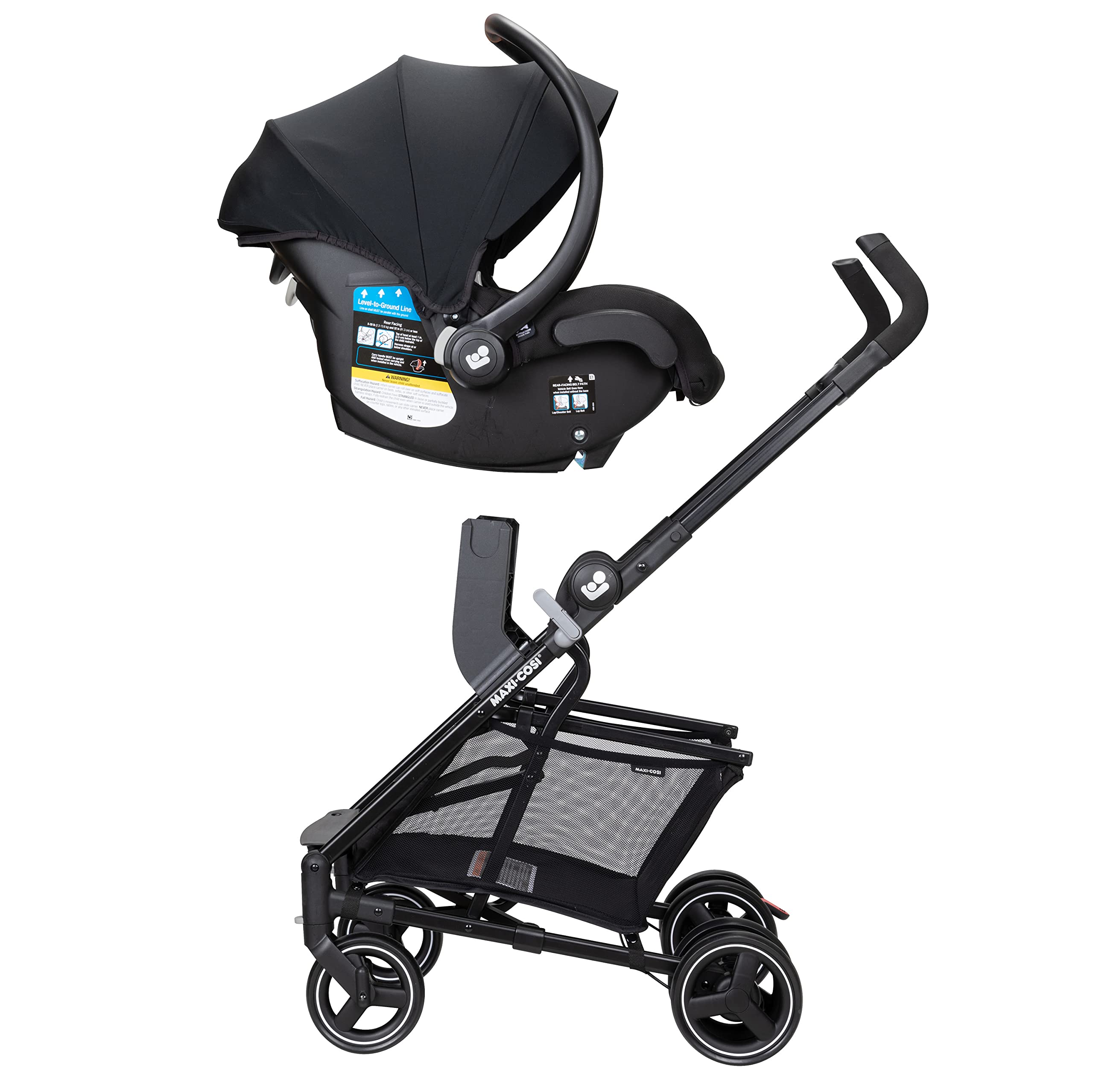 Maxi-Cosi Maxi-Taxi Xt Baby Stroller & Car Seat Caddy - Ultra Compact Travel System with Large Storage Basket, Black | Perfect for Newborns, Travel, Shopping & Everyday Use