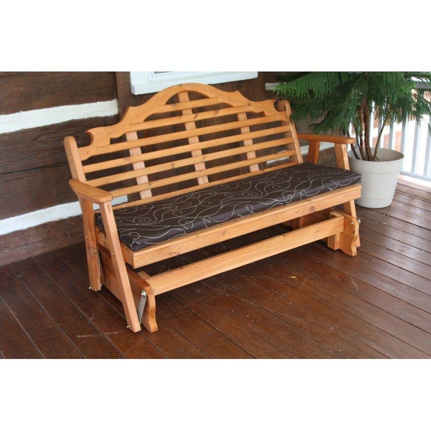 A & L Furniture Cedar Marlboro Glider - Solid Wood Rocking Chair with Padded Seat | Perfect for Nursery, Porch, or Living Room Relaxation