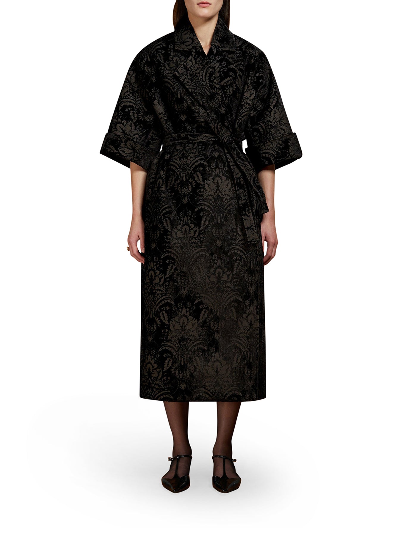 Luxury Damask Velvet Cape Coat for Women - Elegant Winter Cloak with Hood, Perfect for Evening Parties, Weddings & Cold Weather Fashion