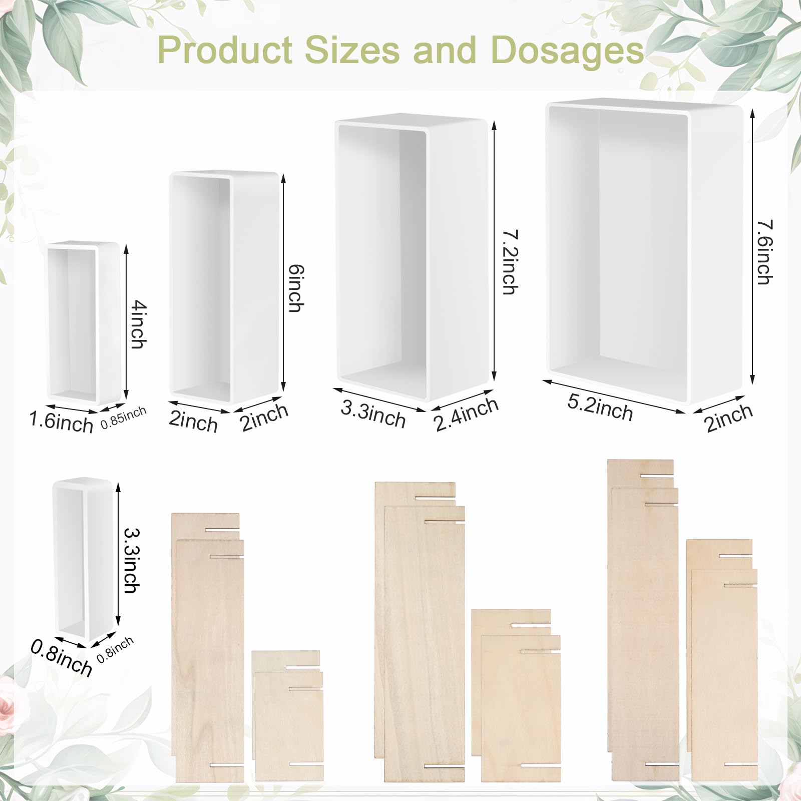 5-Piece Large Rectangle Silicone Resin Molds for Epoxy Casting - Deep Cuboid Molds with Wooden Support for Preserving Flowers, Insect Specimens, DIY Crafts, and Home Decor | Perfect for Resin Art, Jewelry Making, and Unique Gift Creation