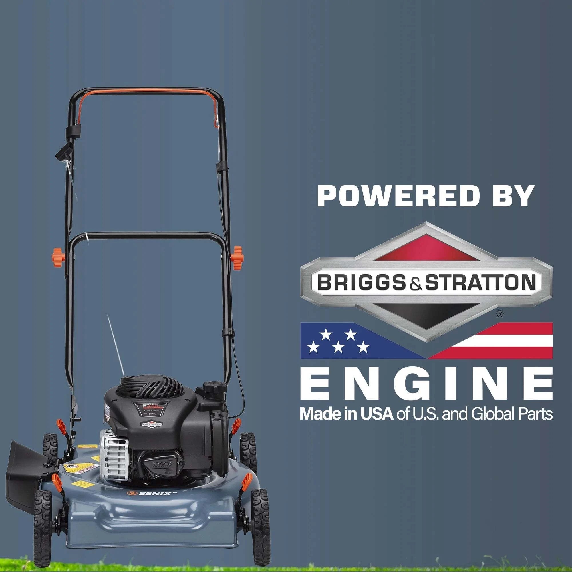 SENIX 20-Inch 125cc 4-Cycle Briggs & Stratton Engine Gas Powered Push Lawn Mower with Side Discharge - Perfect for Small to Medium Yards, Home Lawn Care & Landscaping