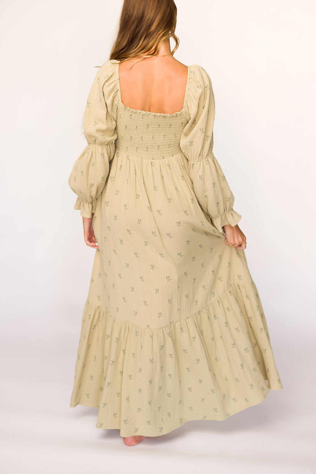 Emerson 100% Cotton Gauze Maxi Dress in Thyme - Bump Friendly Maternity Dress for Summer | Perfect for Beach, Vacation & Casual Outings