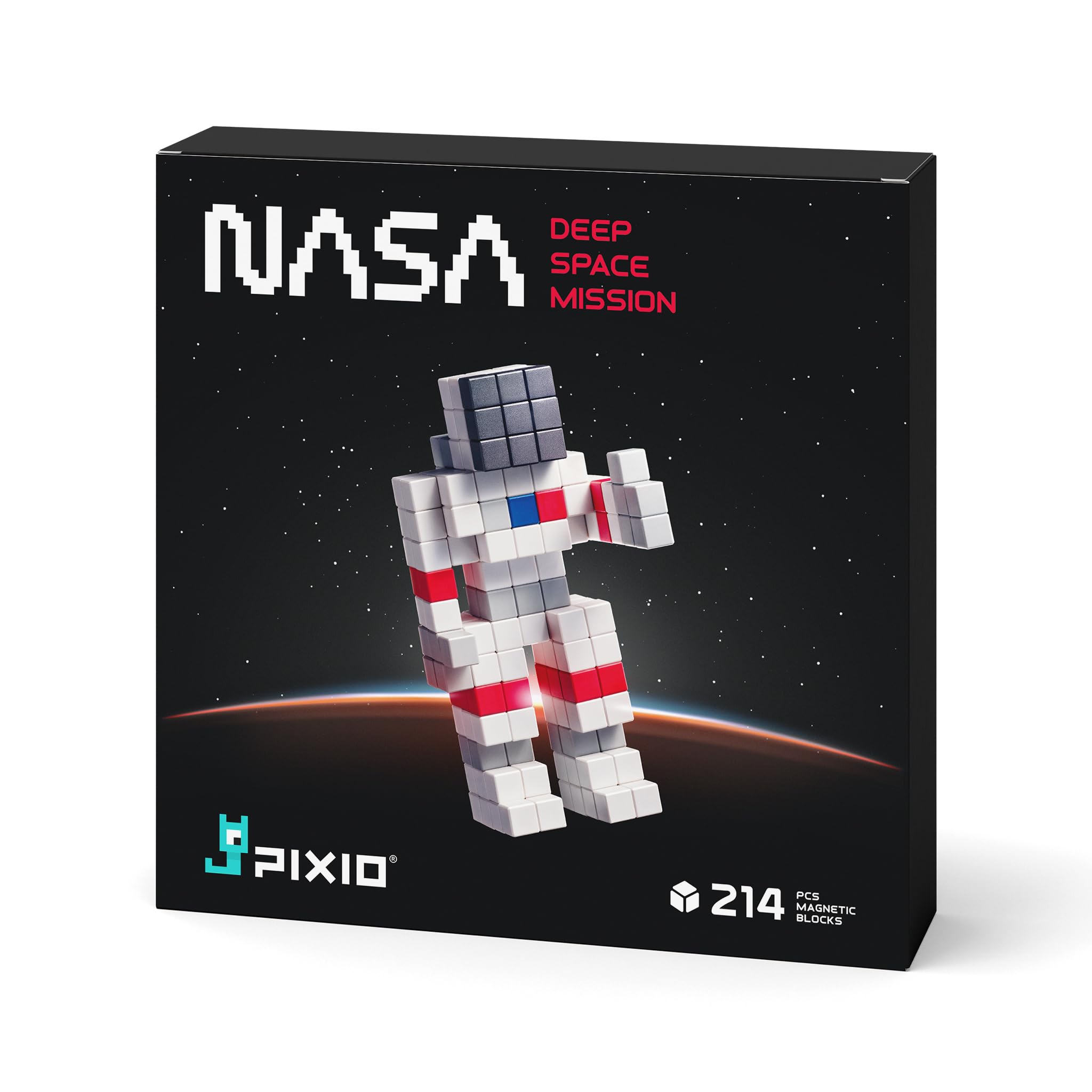 PIXIO Deep Space Mission NASA Magnetic Building Blocks - Pixel Art Style STEM Toy for Kids Ages 6+ | 5/16