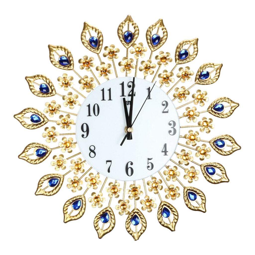Elegant Peacock Crystal Diamond Wall Clock - Large Decorative Clock for Home, Office & Living Room Decor | Perfect for Modern Interiors, Gifts & Wall Accents