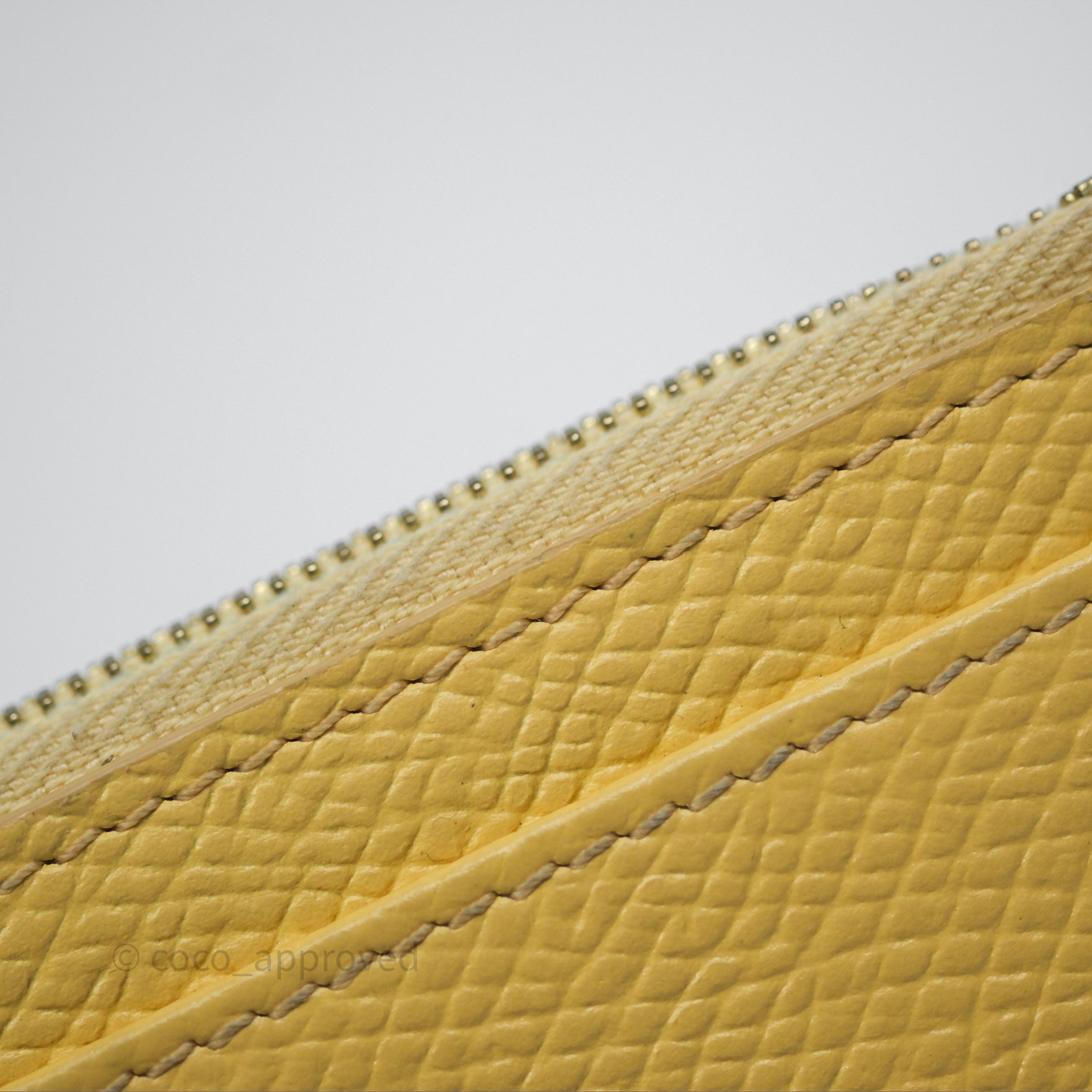 Celine Zipped Card Holder in Grained Calfskin - Yellow Leather Wallet for Credit Cards & Cash | Perfect for Everyday Use, Travel & Gift Giving