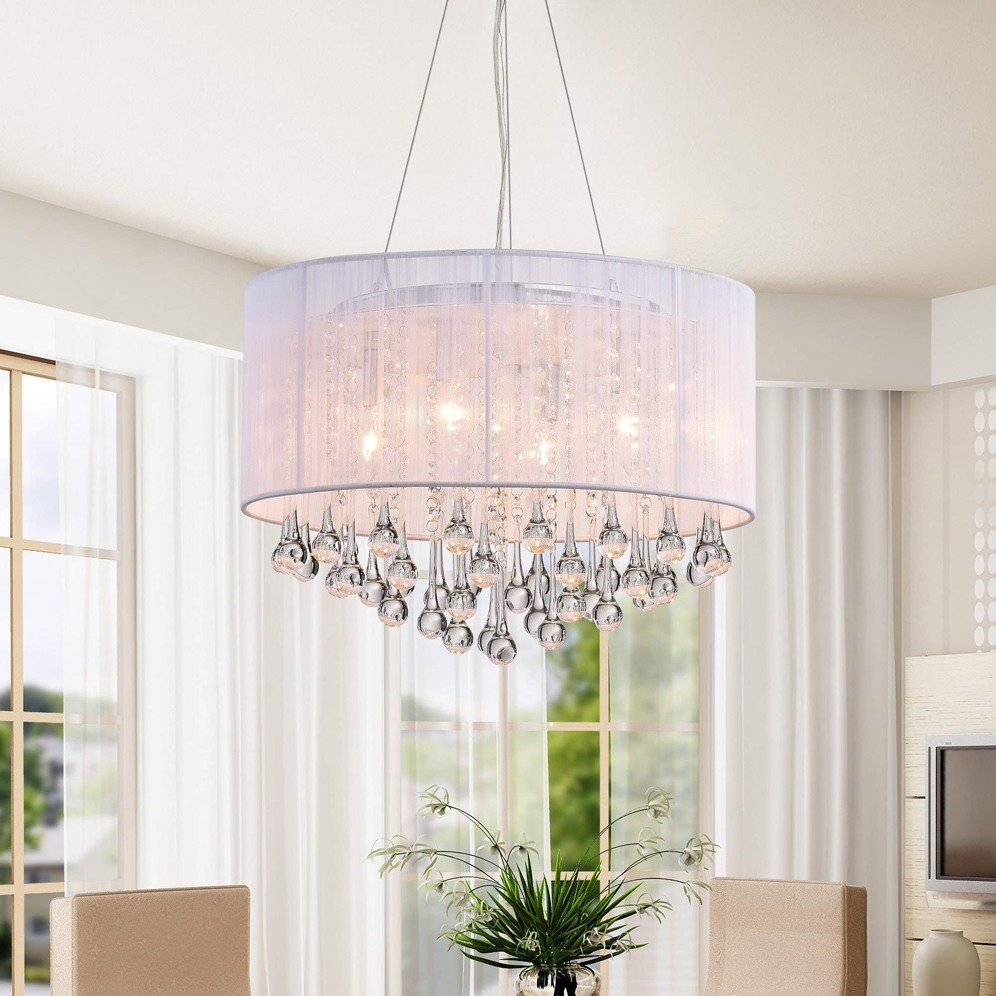 Tiffany RL1022 Spherical Crystal Chandelier - Elegant White Ceiling Light Fixture for Dining Room, Living Room & Bedroom Decor