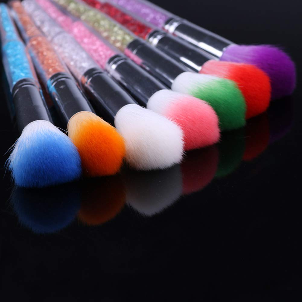 Glitter Rhinestones Handle Nylon Hair Brush for Dust Cleaning - Acrylic UV Gel Nail Art White Brush - Perfect for Salon, Nail Art, Makeup & Home Use