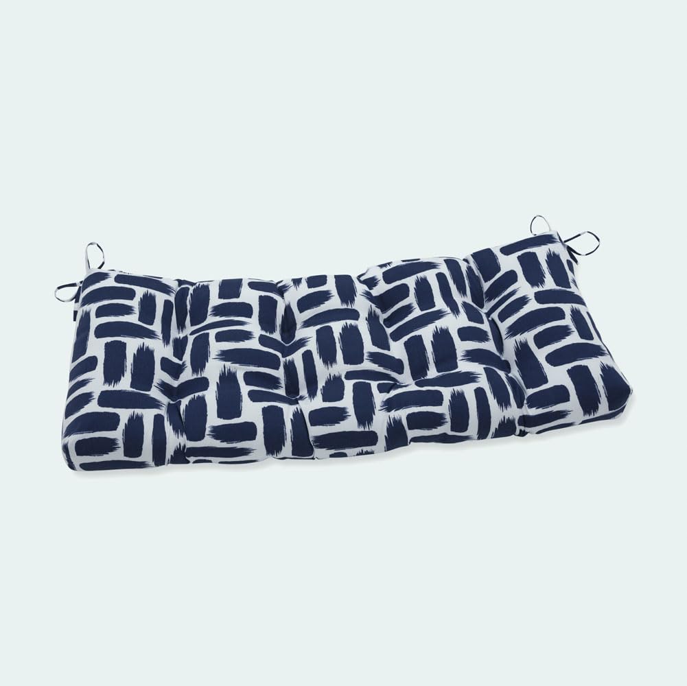 **Pillow Perfect Baja Nautical Navy Tufted Bench/Swing Cushion – 48