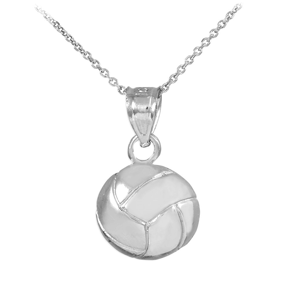 10k White Gold Volleyball Charm Necklace for Beach Lovers