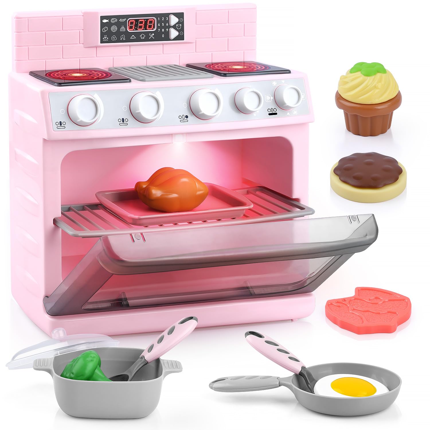 Best Kids Play Kitchen Set - PLAY Toy Oven with 11 Realistic Accessories, Cooking Sounds & Lights | Pretend Play Cooking Toy for Toddlers Ages 3+ | Perfect Gift for Girls & Boys | Great for Birthday, Christmas & Role Play Fun