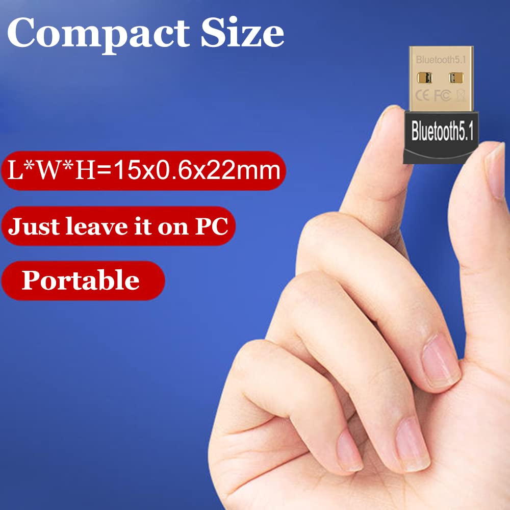 Warmstor Bluetooth 5.1 USB Adapter for PC - Wireless Dongle Receiver Compatible with Windows 11/10/8.1/8/7 - Connect Bluetooth Headsets, Speakers, Keyboard, Mouse, Printer to Desktop & Laptop - Perfect for Home Office, Gaming, and Remote Work