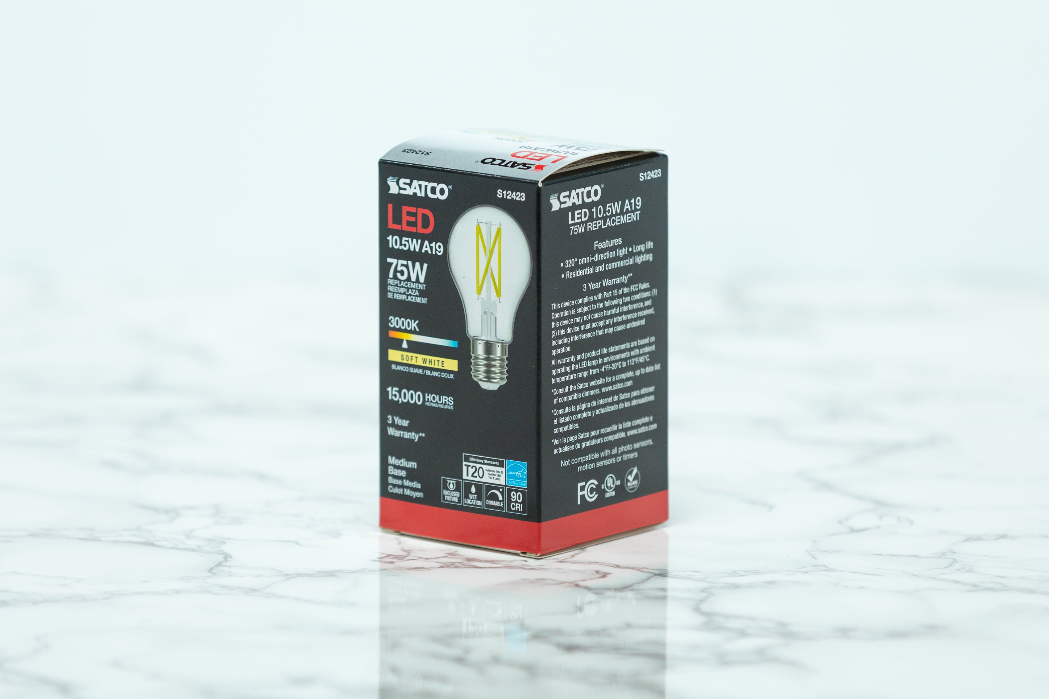 Satco A19 Standard LED Light Bulb - 7W 60W Equivalent, 800 Lumens, E26 Base, Warm White 2700K, Energy Saving Light Bulbs for Home, Bedroom, Living Room, Office Lighting