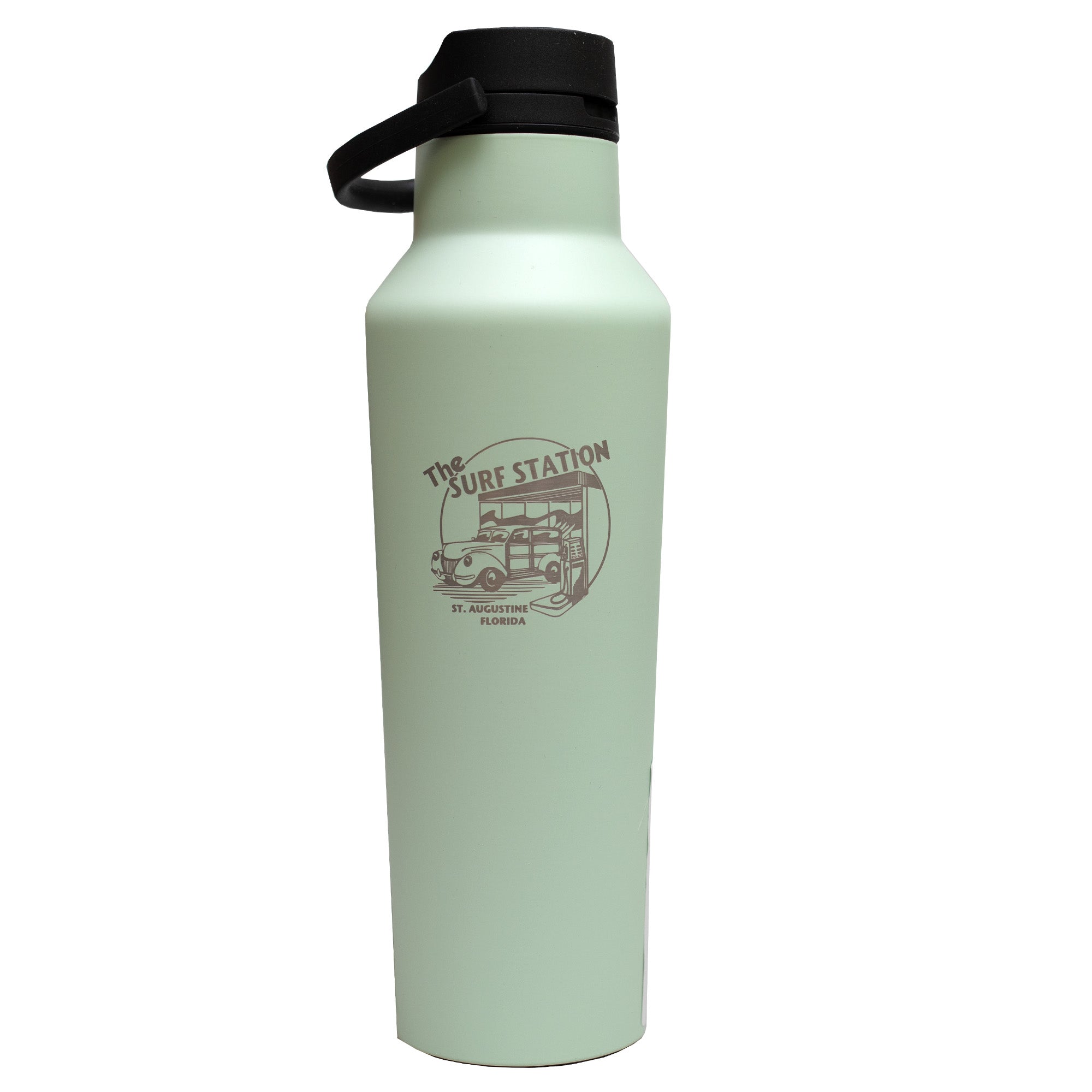 Corkcicle x Surf Station 20oz Insulated Stainless Steel Sports Water Bottle - Sage Mist Green | Leakproof & Sweatproof | Perfect for Gym, Hiking & Outdoor Activities