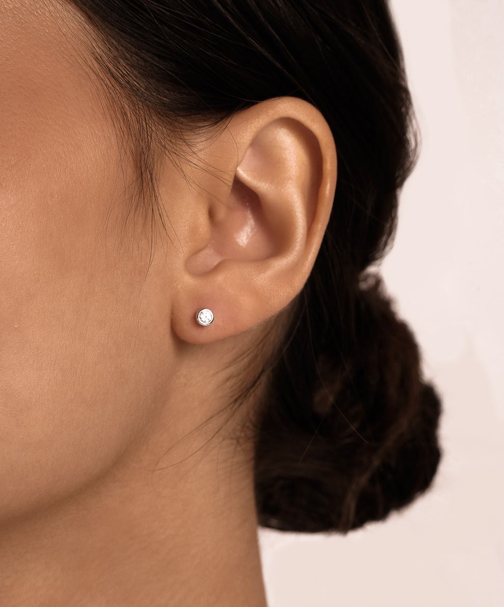 Gold Sphere Pave Stud Earrings for Women - Elegant Cubic Zirconia Studs for Everyday Wear, Parties & Special Occasions