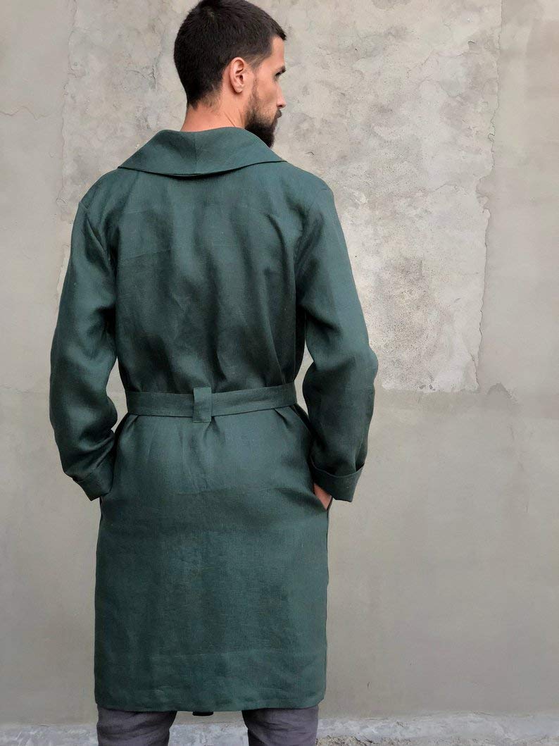 100% Natural Linen Bathrobe for Men | Soft & Breathable Summer Cardigan | Eco-Friendly & Ethical Clothing in Multiple Colors | Perfect for Spa, Beach & Home Relaxation
