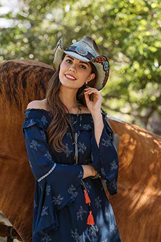 Vintage Western Cowgirl Hat for Women - Orange Studded Design - Perfect for Rodeo, Country Music Festivals & Western Fashion Outfits