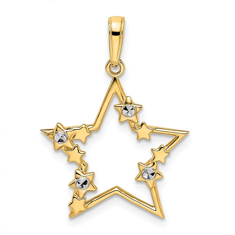 14K White Gold Rhodium Plated Sparkle Cut Star Pendant Necklace for Women - Elegant Jewelry Gift for Birthday, Anniversary & Valentine's Day - Perfect for Parties, Date Nights & Special Occasions