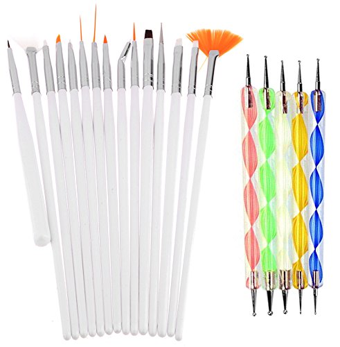 68 Pcs Professional Nail Art Kit - 48 Bottles 3D Nail Polish, 15 Nail Art Brushes & 5 Double Sided Dotting Tools | DIY Manicure Set for Home Salon, Nail Art Designs & Gift Ideas