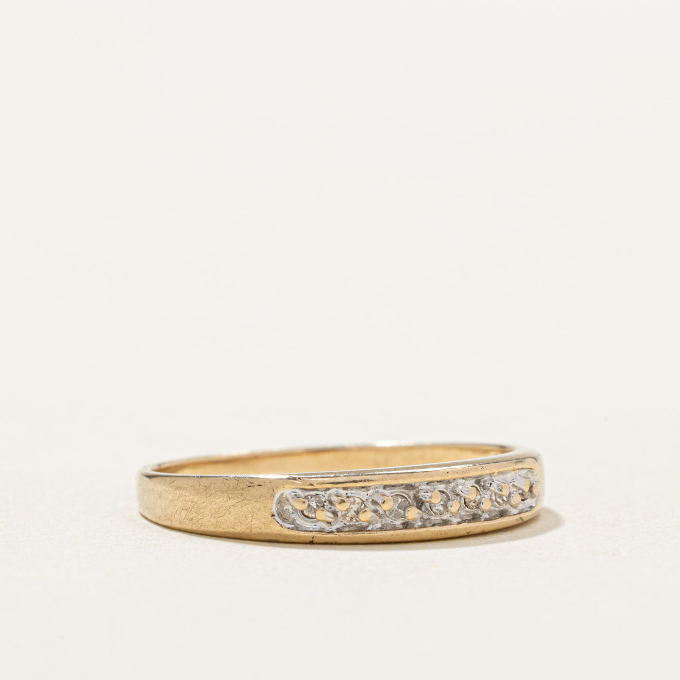 10K Gold Semi Eternity Diamond Ring - 0.035ctw Round Cut Diamond Band, Size 7 | Perfect for Anniversary Gifts, Engagement Rings & Wedding Bands